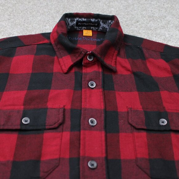 Tailor Vintage Shirt Mens Large Red/Black Plaid Performance Flannel Flip Cuff - Picture 5 of 14